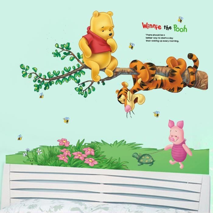 Winnie L Ourson Tigrou Sticker Mural Bande Dessinee Autocollant Bebe Enfants Affiche De Salle De Home Decor Cdiscount Maison