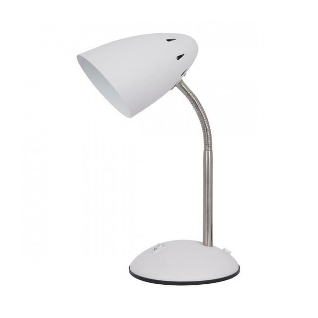 Lampe de bureau - ITALUX - Cosmic - Blanc - Nickel satiné - 60W - Design contemporain Lampe de bureau - ITALUX - Cosmic - Blanc - Nickel satiné - 60W - Design contemporain
