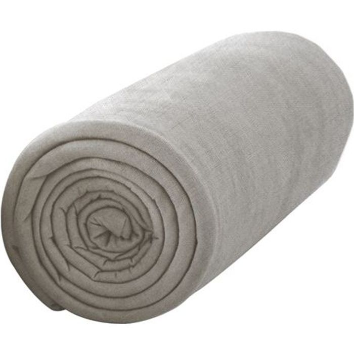 TODAY Drap Housse 140X190 2 personnes Jersey uni beige JERSEY TODAY