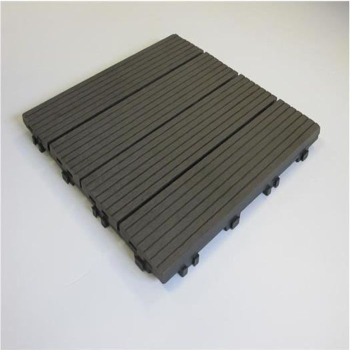 Dalle de terrasse bois composite modular - MCCOVER - 11 pièces 30x30cm - Gris carbone