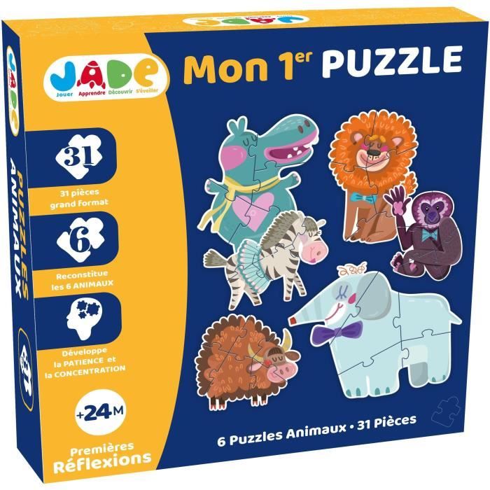 Puzzle carton 6 animaux de la jungle MGM 31 pièces pour bébé dès