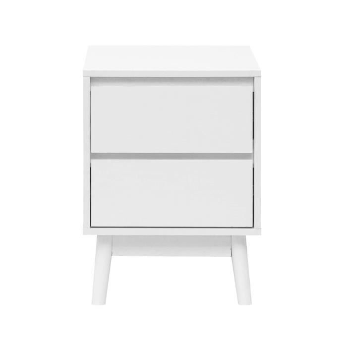 rebecca mobili table de chevet 2 tiroirs polyvalente blanc mdf style scandinave