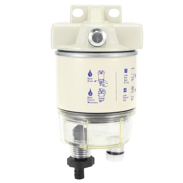 Séparateur Eau-Carburant R12T - Filtre à Carburant Marin 30 GPH Avec Vidange Automatique