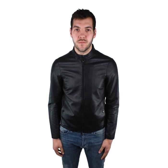 Emporio Armani 3Z1BM5 1LBAZ 999 Leather Jacket Noir Cdiscount Pret a Porter