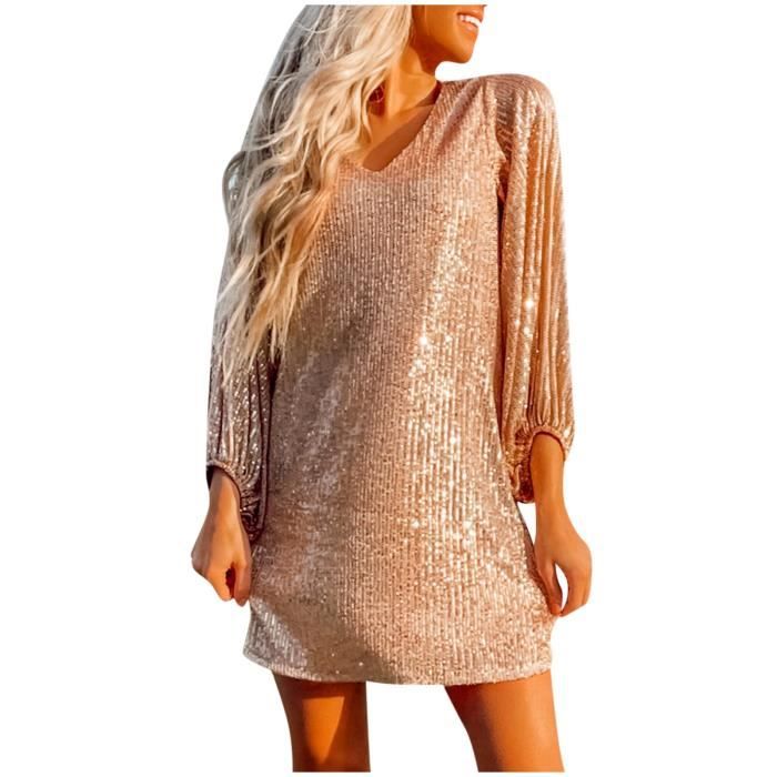 robe sequin beige