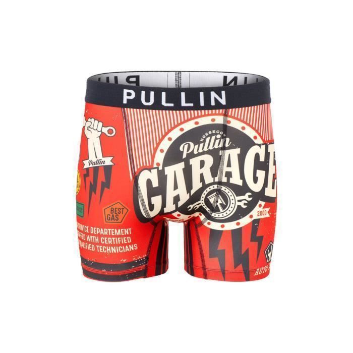Caleçon Pull-in Garage - Rouge - Homme - Bande élastique Jacquard - Coupe longue mi-cuisse - Confortable