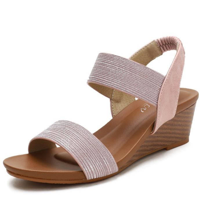 Sandales Compensées Lotus Dorées Et Blanches - Taille 5 - Parfaites Pour L'été