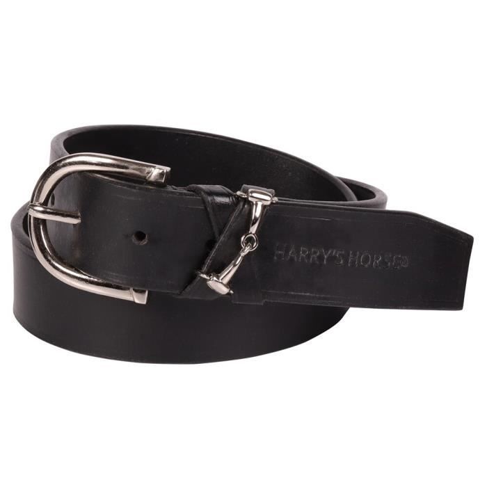 ceinture cuir harry's horse - zwart-zilver - 95 cm