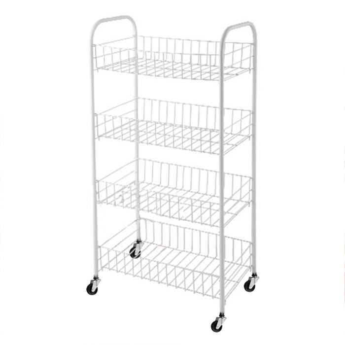 Etagere De Cuisine Chariot 4 Couches Avec Roues Support Stockage