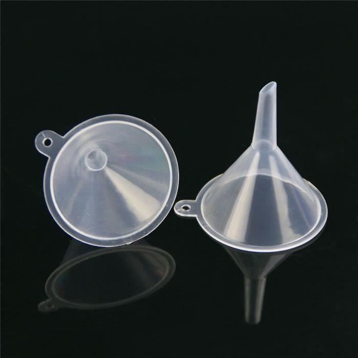 CAASFOOY Lot 40 Mini Entonnoirs Transparents – 4 Tailles, Plastique Solide, Idéal Parfum, Épices, Huiles Essentielles & Voyage