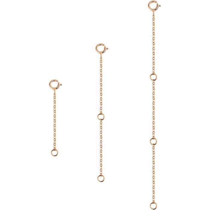 Amberta Kit 3 Rallonges Chaînes Argent 925, Or Jaune Et Or Rose - Extensions Bracelets 2mm