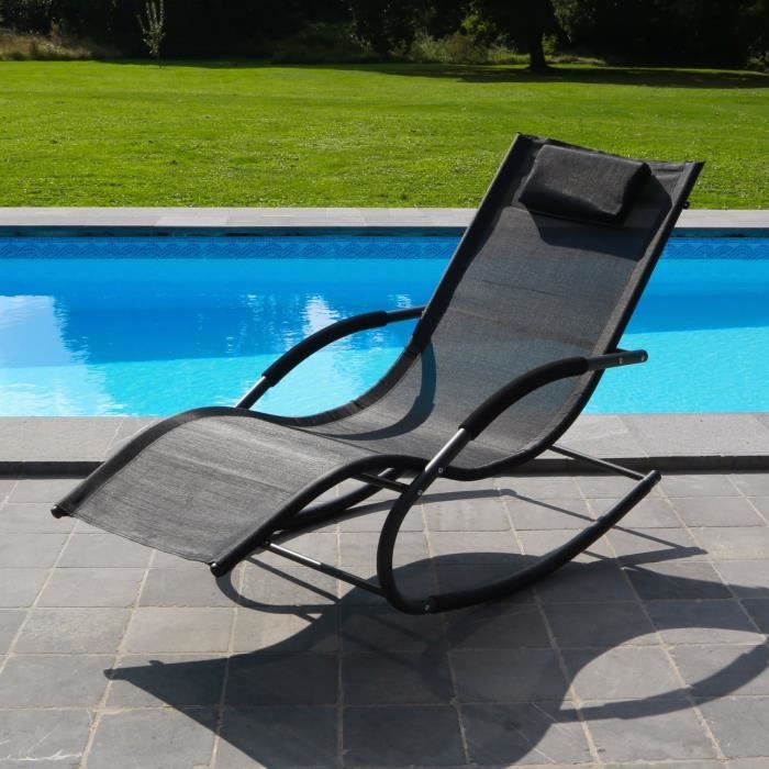 fauteuil à bascule - skylantern - noir - confortable - jardin - acier