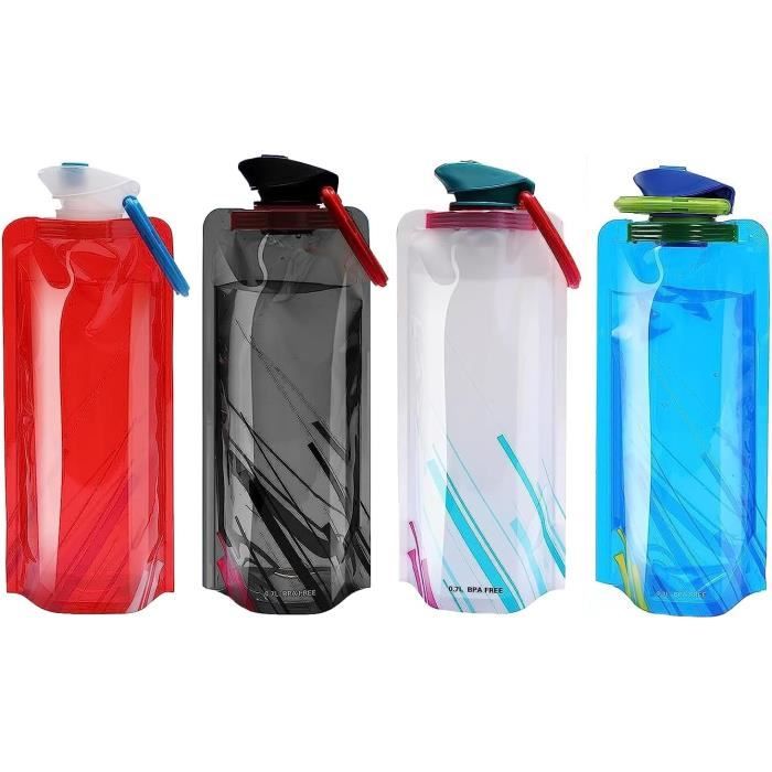 Gourde pliable, 700ML gourde souple pliable lot de 4, bouteille d'eau  pliable portable réutilisable sans BPA pour le[S215] - Cdiscount Sport