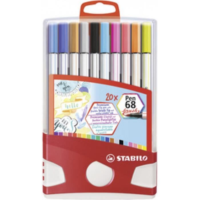STABILO Feutre de dessin Pen 68 brush, ColorParade de 20 0,000000 Noir