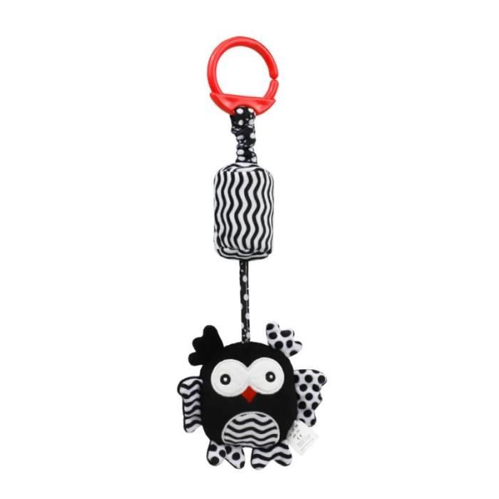 4pcs Jouets Suspendus Peluche Bébé Noir Et Blanc - Hochet Sensoriel Avec Carillons Pour Poussette Et Berceau