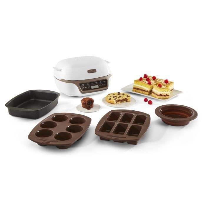 TEFAL Machine à gâteaux intelligente, 5 programmes, Mode manuel, Moules flexibles, Grand moule acier revêtu, Cake Factory + KD802112