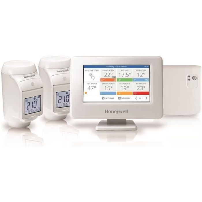 HONEYWELL EVOHOME Thermostat multizone connecté avec relais de commande chaudière et 2 têtes thermostatiques programmables
