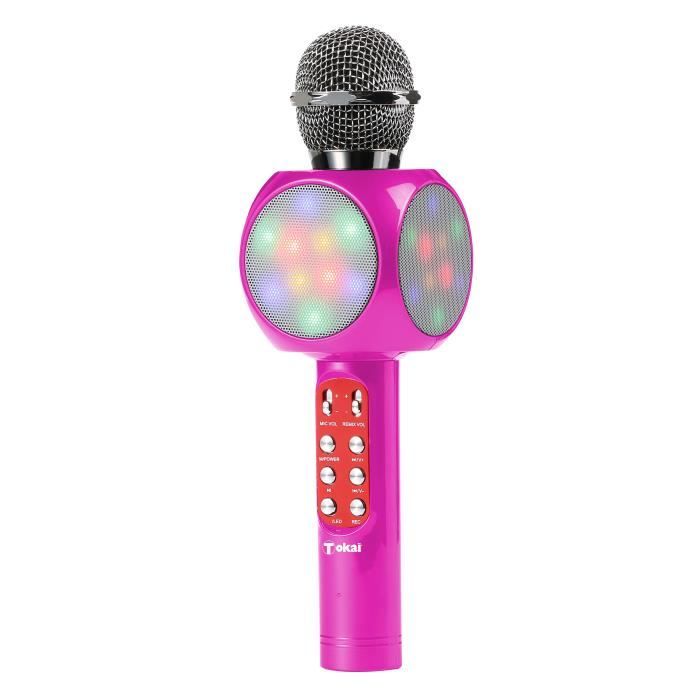 Micro enceinte karaoké avec lumières LED - TOKAÏ - Rose