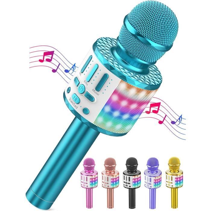 Microphone Karaoke Sans Fil,Micro Karaoké Bluetooth Portable Avec Led