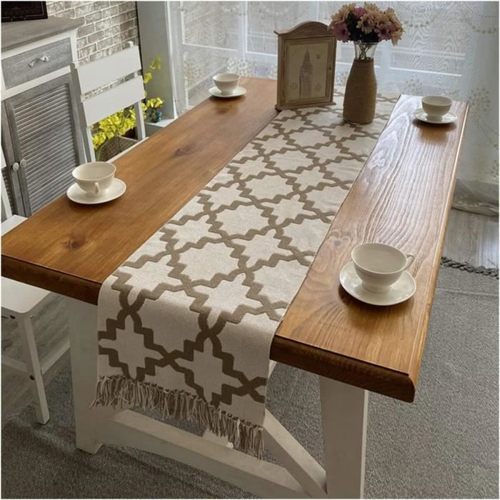CHEMIN TABLE 13X54BUBBLE WAVE BEIGE