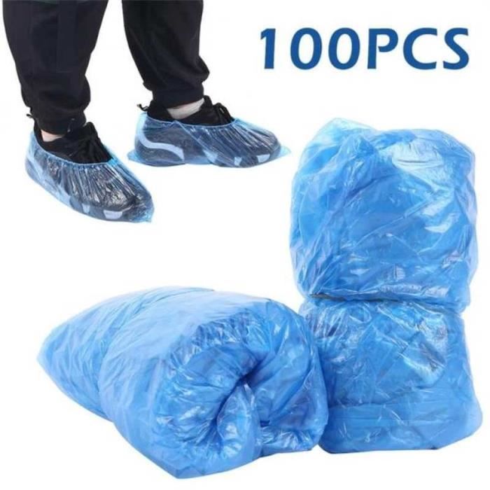 Couvre-chaussures jetables en Pe Bleu 100 pièces
