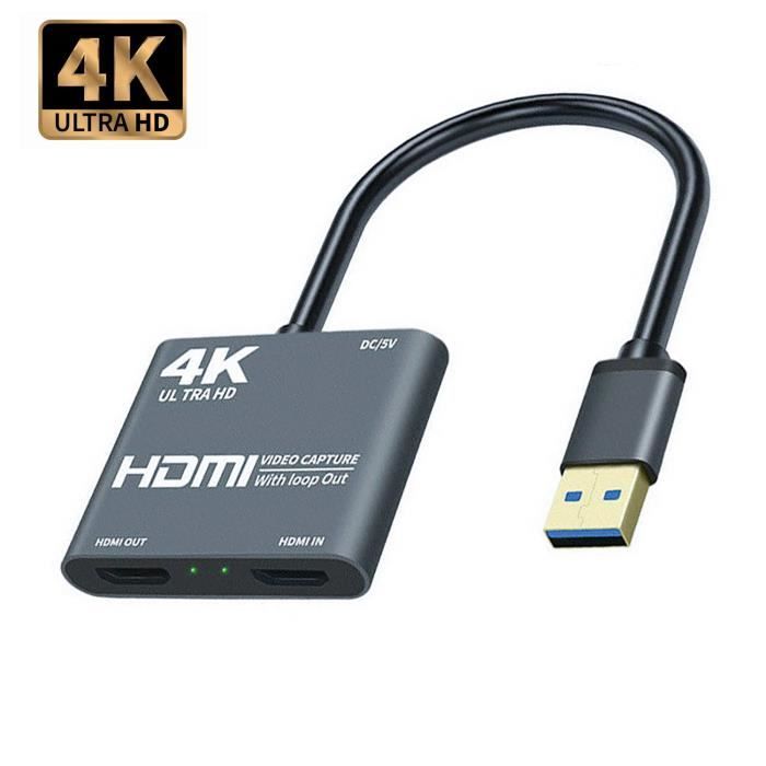 DIFCUL Carte de Capture HDMI Audio vidéo avec Sortie en Boucle 4K HD 1080P 60FPS USB 3.0 Carte de Capture pour Diffusion en Direct pour commutateur NS/PS4/Xbox/OBS/caméra/PC/en Direct Mobile 