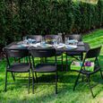 Ensemble de meubles de jardin Table de 180cm 6 chaises Pliable Aspect Rotin Noir-1