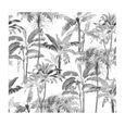 Papier peint panoramique intissé Palmiers Milou 300 x 280cm Noir, Blanc-1
