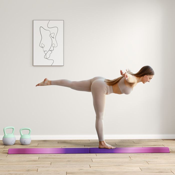 7FT Poutre De Gymnastique Pliable Poutre D'équilibre Antidérapante 2.2m -Entrée Facile HB041