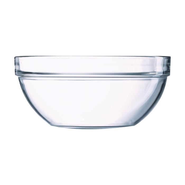 Dajar Arcoroc ARC L8806 Harena Bol Empilable En Verre Opale Noir 27,3 Cm 3,1 L - Saladier Élégant Et Robuste