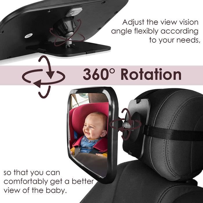 Miroir de surveillance pour bébé en voiture - sans se retourner - sur appui  tête heliotrade
