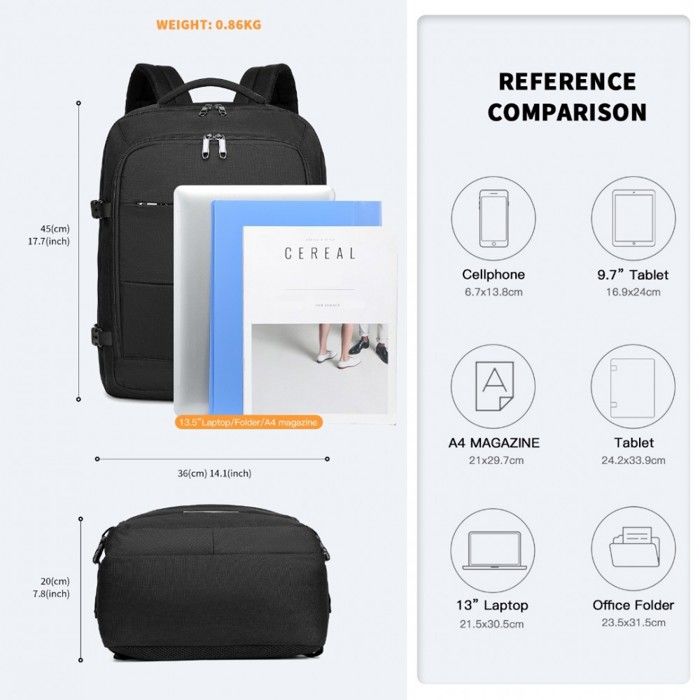 Aufisi Sac à dos de bagage à main, RyanAir bagage à main 40x30x20