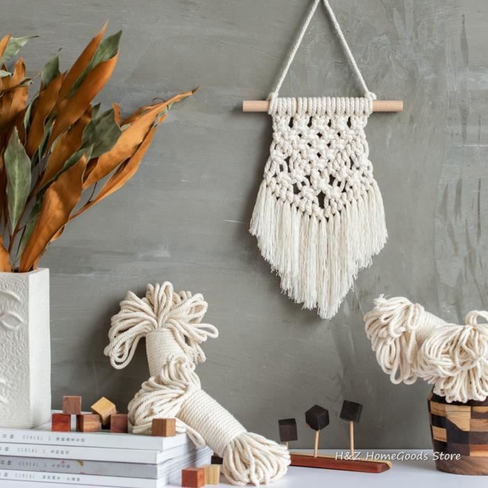 Main-tenture Murale en Coton Tissé,Tapisserie De Macramé Boho,Chambre Divider Art Tissé Chic