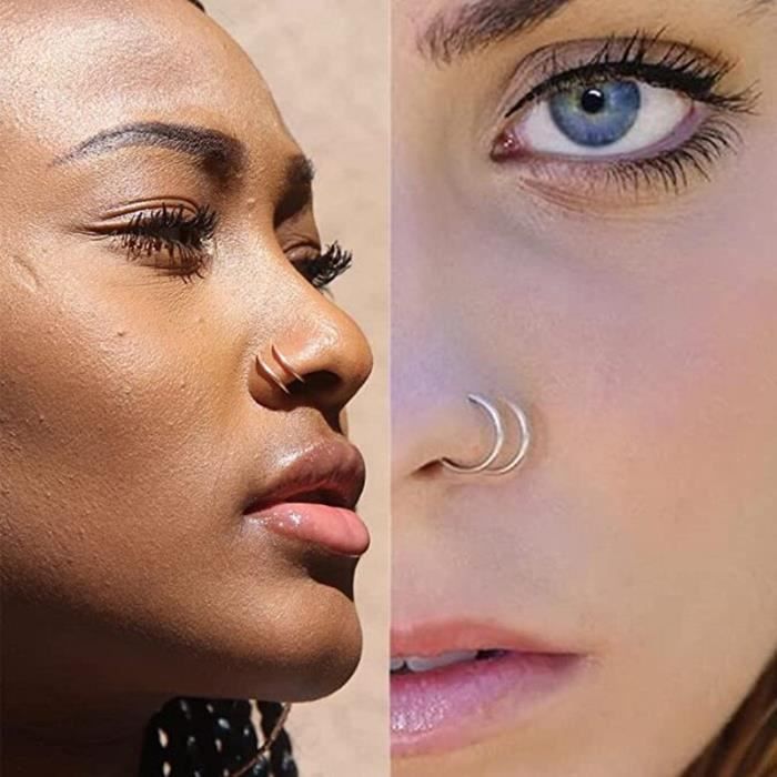YADOCA 3pcs 18G Anneaux Pour Nez Et Septum - Acier Chirurgical Pour Femmes Et Hommes - Segment Hinged Clicker Lip Cartilage Helix Daith Conch Bijoux 8mm 10mm