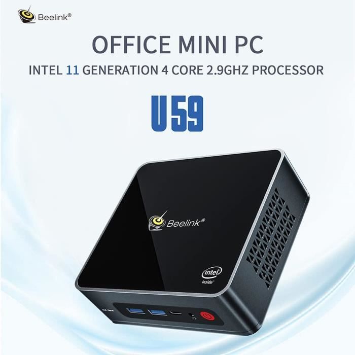 Beelink U59 Pro Mini PC 16 Go DDR4 RAM 500 Go SSD, Intel 11. Gen 4