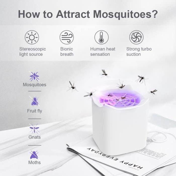 Piège à Insectes Volants URBZUE - Lampe UV Avec 6 Recharges - Pour Mouches, Moucherons, Mites