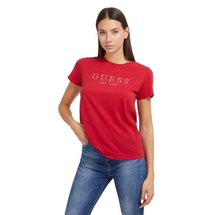 Tee shirt guess rouge femme online