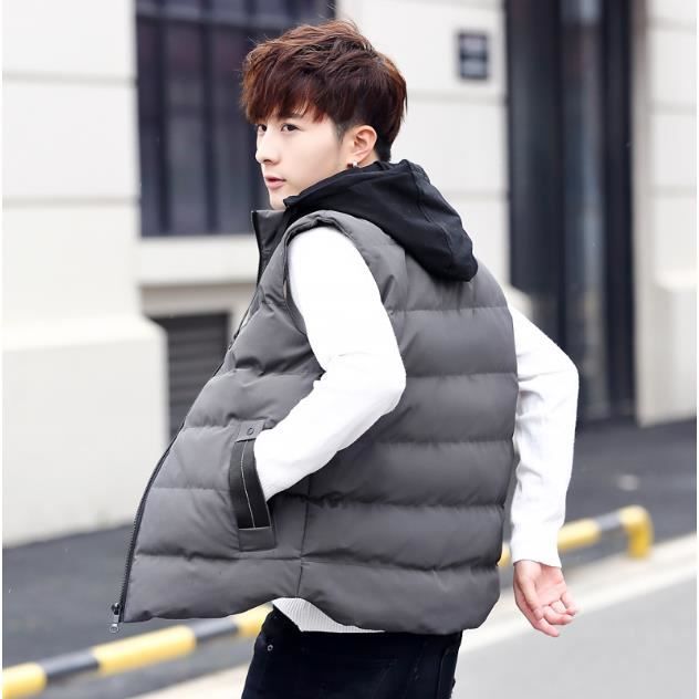 Homme Gilet de Matelass e Capuche Doudoune Blouson Zip Temps