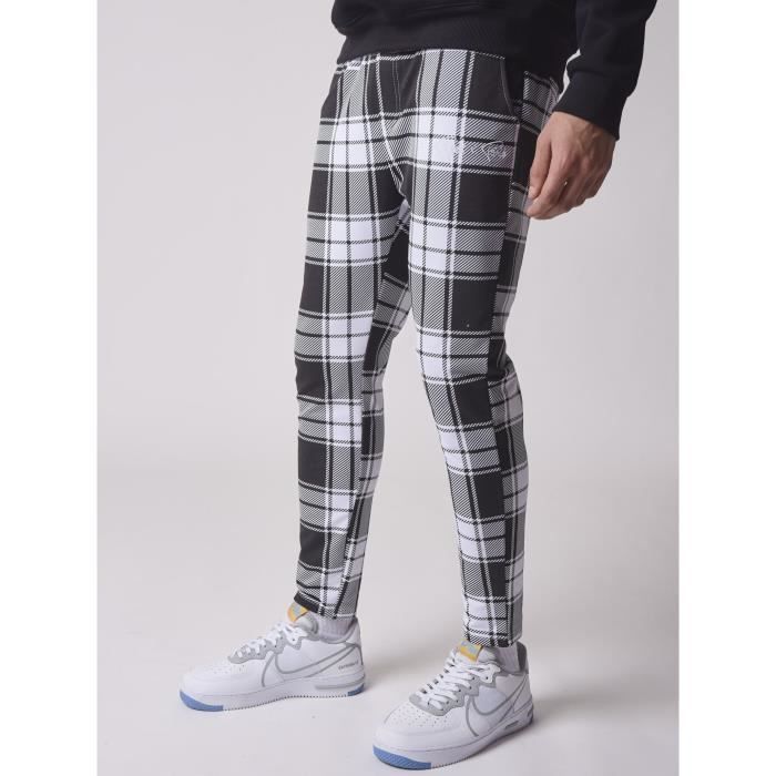 Bas de jogging a carreaux bicolore PROJECT X PARIS Homme Football Noir Fitness Indoor Noir Cdiscount Pret a Porter