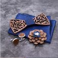 5 pièces noeud papillon créatif en bois durable serviette carrée boutons de manchette fournitures de  TIE - LAVALLIERE - BOW TIE-2