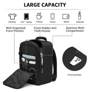 Sac à Dos Cabine 40x20x25 – Compatible Ryanair – 20L Avec Port USB – Noir