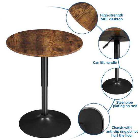 Table bistrot ronde bois et métal style industriel JULIA - 3084