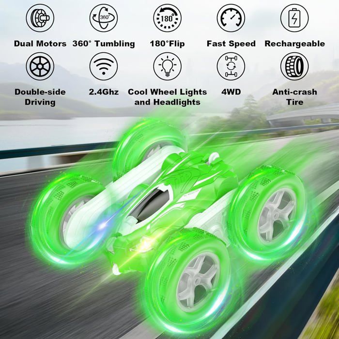Voiture Cascadeuse Rc, 4Wd 2.4Ghz Stunt Car Avec Batterie Rechargeable Voiture Cascadeuse Rc, 4Wd 2.4Ghz Stunt Car Avec Batterie Rechargeable