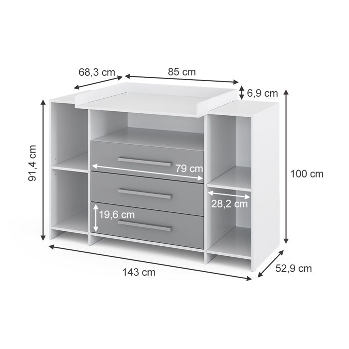 Vicco Plan à Langer Pour Commode Blanc - Matelas à Langer Universel 80x76x10 Cm, Pratique Et Sûr