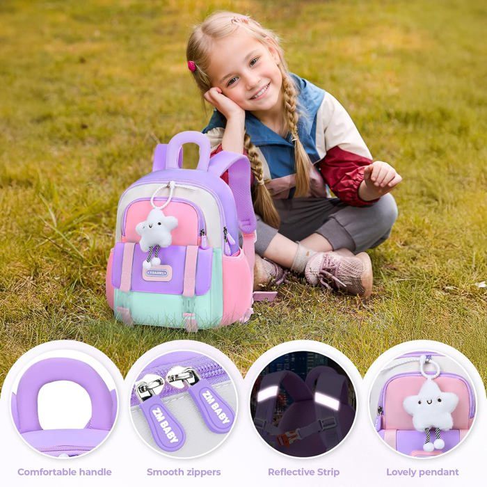 Sac à Dos Enfant LJCZKA Imperméable - Cartable Maternelle Avec Sangle Poitrine - 34x24x10cm - Pour Garçons Et Filles