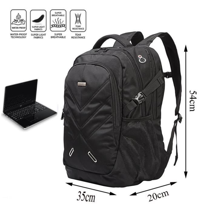 Sac a Dos Ordinateur Portable 18 4 50L Housse Impermeable Laptop Backpack Rucksack Anti choc Unisexe Femme Homme