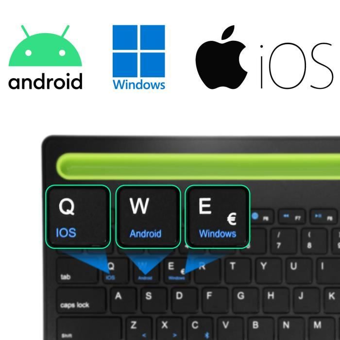 Clavier sans fil QWERTY, Compatible iOS / Android / Windows, Blanc
