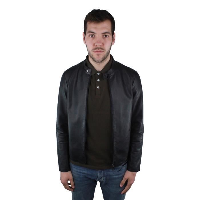 Emporio Armani 3Z1BM5 1LBAZ 999 Leather Jacket Noir Cdiscount Pret a Porter
