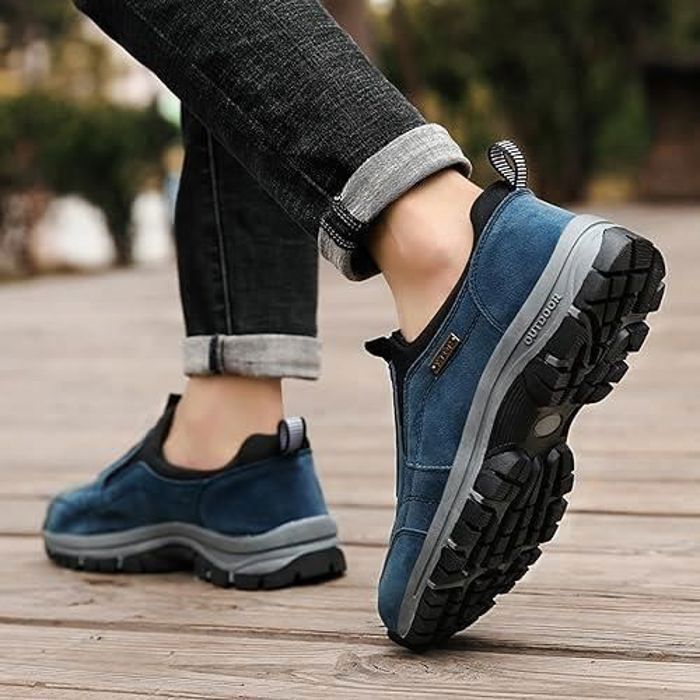 Baskets Homme Sans Lacets Randonnée Ortho – Légères, Antidérapantes, Confort Toute Journée, Noir 43 EU