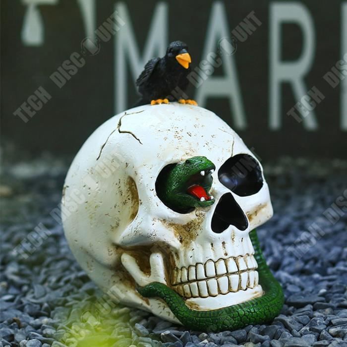TD® Décoration de crâne d'Halloween 13*18.5*19cm Peint à la main